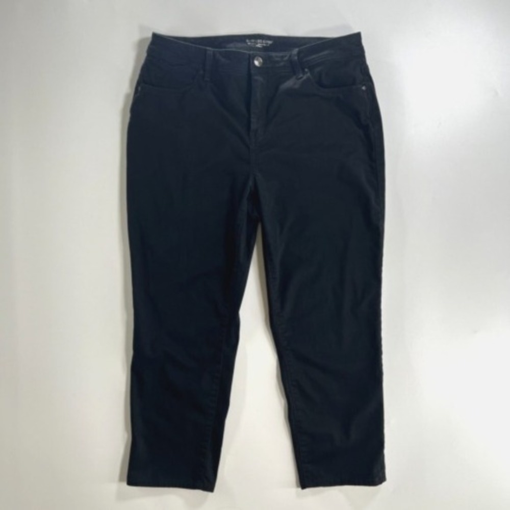 Chico's‎ Size 1.5 10/M Pants Womens Black Sateen Slim Leg Crops Skimmer Soft